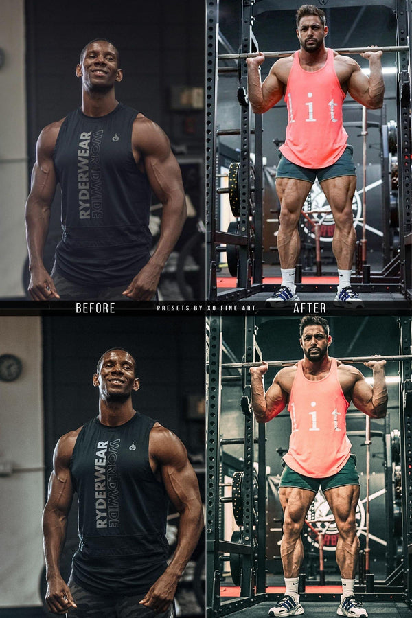 GYM PRESETS | XO GYM | Set of 9 | Mobile & Desktop Lightroom Presets - bodybuilding presets, cinematic look, earthy presets, film presets, fitness presets, FREE Lightroom Presets, gym preset, gym presets, lifestyle presets, Lightroom mobile presets, Lightroom Presets, lightroom presets desktop, moody presets, preset, presets, presets lightroom, Sport Presets, workout presets