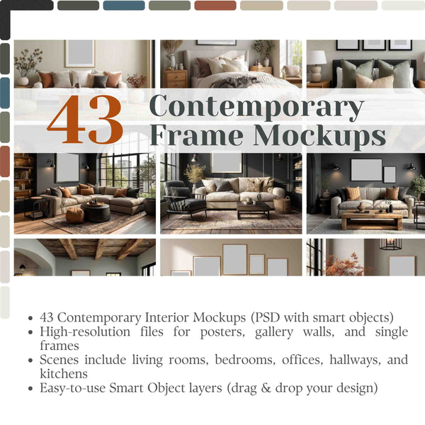 Contemporary Interior Toolkit – Posters, Mockups & Design Style Guide | XoFineArt