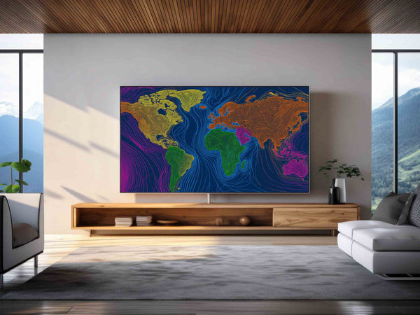 World Map Frame TV Art – Luxury Digital Wall Art Collection for Samsung Frame TV & Smart Displays | XO Fine Art