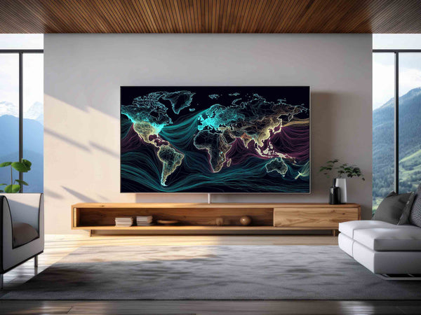 World Map Frame TV Art – Luxury Digital Wall Art Collection for Samsung Frame TV & Smart Displays | XO Fine Art