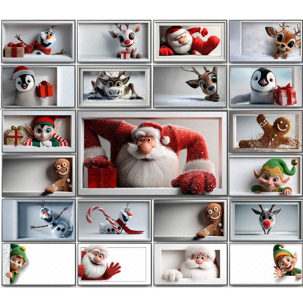 Christmas Frame TV Art Bundle – Cute 3D Holiday Characters (16:9 Digital Download)