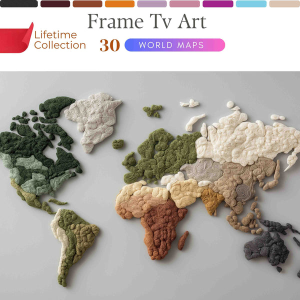 World Map Frame TV Art – Luxury Digital Wall Art Collection for Samsung Frame TV & Smart Displays | XO Fine Art
