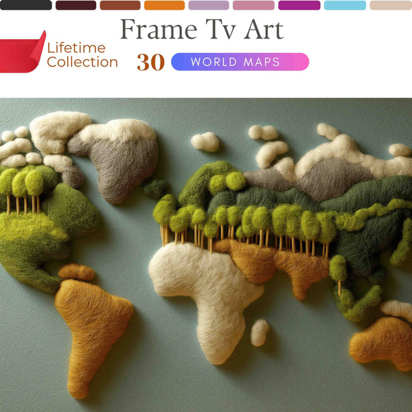 World Map Frame TV Art – Luxury Digital Wall Art Collection for Samsung Frame TV & Smart Displays | XO Fine Art