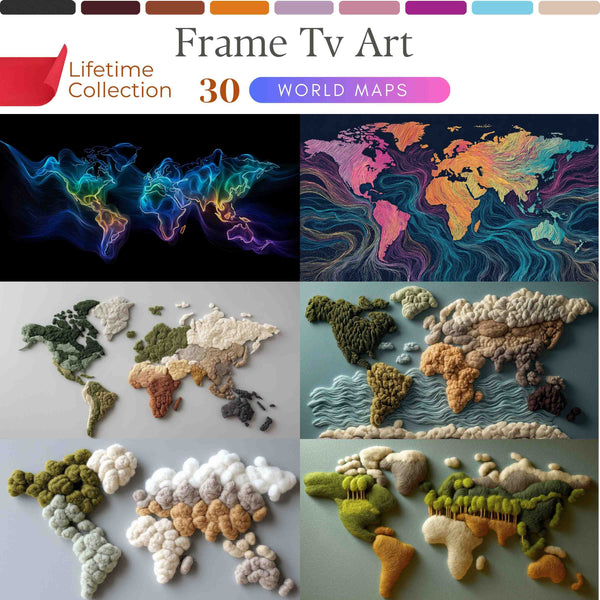 World Map Frame TV Art – Luxury Digital Wall Art Collection for Samsung Frame TV & Smart Displays | XO Fine Art