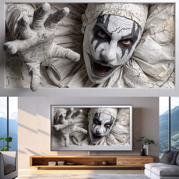 Scary 3D Prank Illusions for Samsung Frame TV – Vol. 2 Dolls & Clowns (16:9 Digital Download, 4K Frame TV Art)