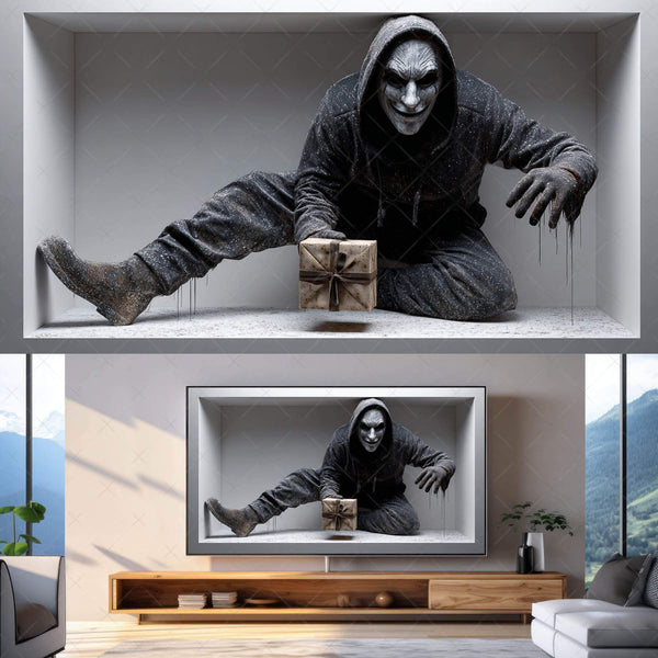 Scary 3D Prank Illusions for Samsung Frame TV – Vol. 2 Dolls & Clowns (16:9 Digital Download, 4K Frame TV Art)