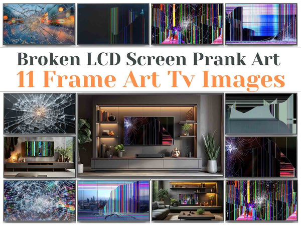 Broken LCD Screen Digital Art – Realistic Frame TV Prank Image | Hyper-Realistic Cracked Display Effect