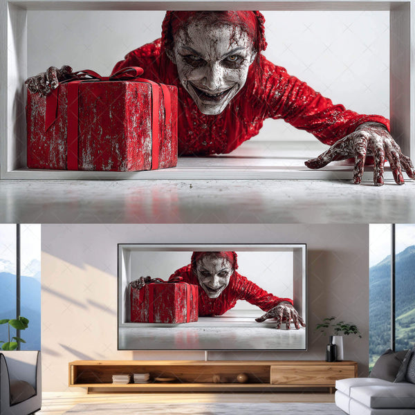 Scary 3D Prank Illusions for Samsung Frame TV – Vol. 2 Dolls & Clowns (16:9 Digital Download, 4K Frame TV Art)