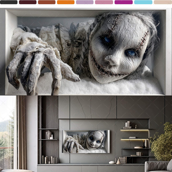 Scary 3D Prank Illusions for Samsung Frame TV – Vol. 2 Dolls & Clowns (16:9 Digital Download, 4K Frame TV Art)