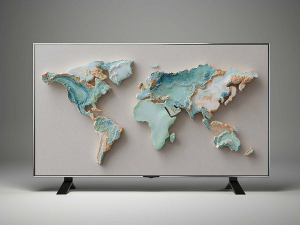 World Map Frame TV Art – Luxury Digital Wall Art Collection for Samsung Frame TV & Smart Displays | XO Fine Art