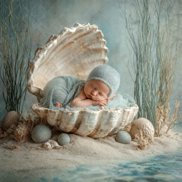 Ocean Newborn Digital Backdrops – Coastal & Aqua Scenes (7 Backdrops)