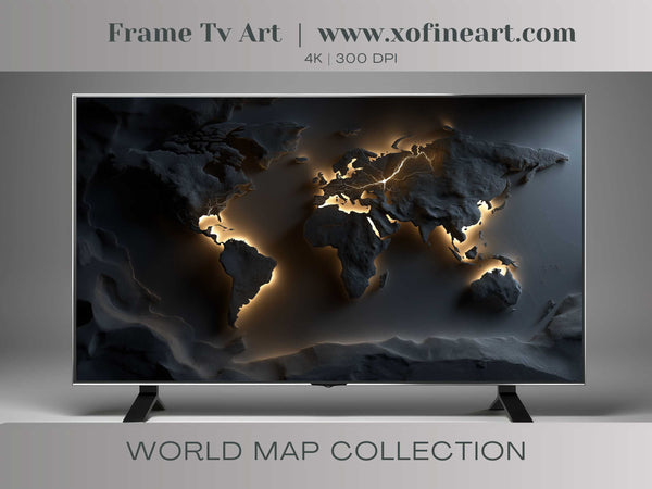 World Map Frame TV Art – Luxury Digital Wall Art Collection for Samsung Frame TV & Smart Displays | XO Fine Art
