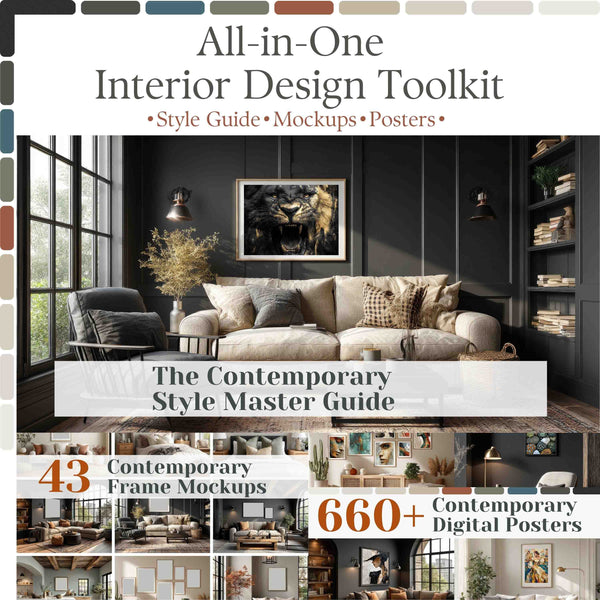 Contemporary Interior Toolkit – Posters, Mockups & Design Style Guide | XoFineArt