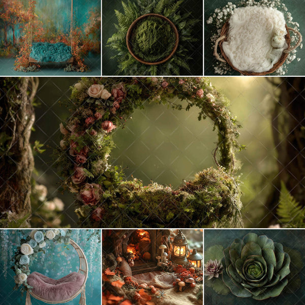 Earthy Woodland Newborn Backdrops