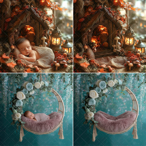 Earthy Woodland Newborn Backdrops