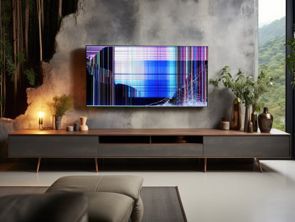 Broken LCD Screen Digital Art – Realistic Frame TV Prank Image | Hyper-Realistic Cracked Display Effect