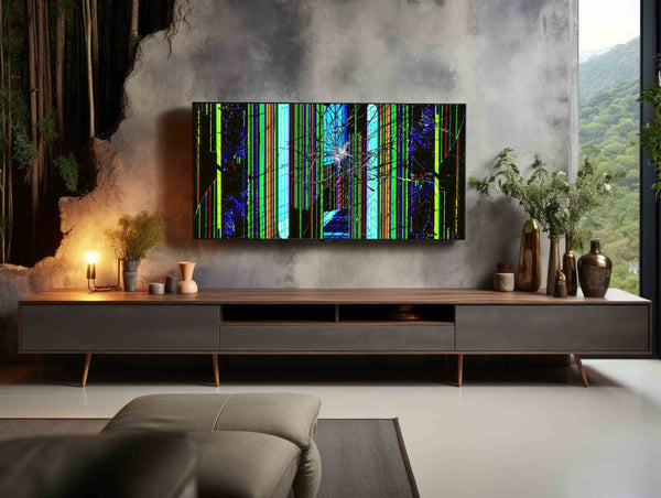 Broken LCD Screen Digital Art – Realistic Frame TV Prank Image | Hyper-Realistic Cracked Display Effect