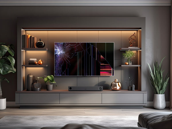 Broken LCD Screen Digital Art – Realistic Frame TV Prank Image | Hyper-Realistic Cracked Display Effect