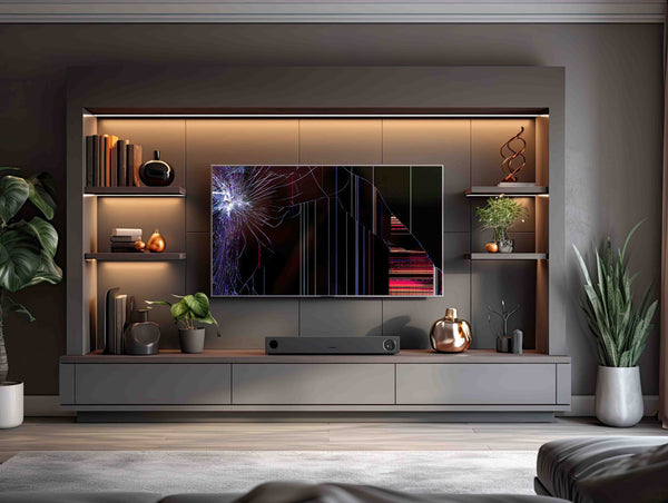 Broken LCD Screen Digital Art – Realistic Frame TV Prank Image | Hyper-Realistic Cracked Display Effect