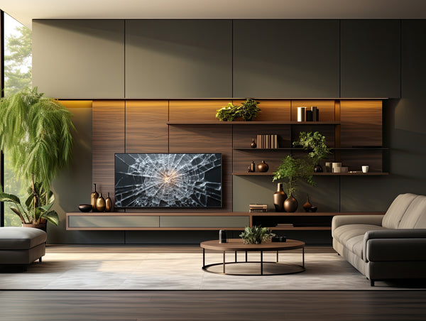 Broken LCD Screen Digital Art – Realistic Frame TV Prank Image | Hyper-Realistic Cracked Display Effect