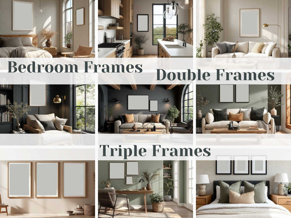 43 Contemporary Wall Art Mockup Bundle | PSD Frame & Interior Mockups | Living Room, Bedroom, Office, Kitchen | Digital Download