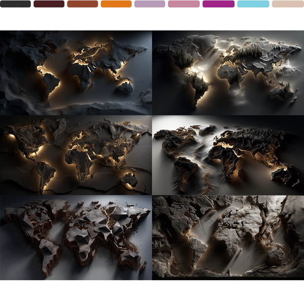 World Map Frame TV Art Collection – 30 Luxury 4K Digital Maps for Samsung Frame TV