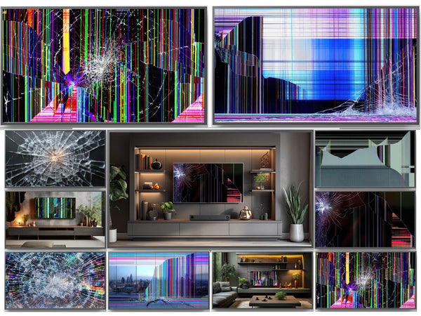 Broken TV Screen Frame TV Art – 11 Hyper-Realistic 4K Cracked Display Prank Images