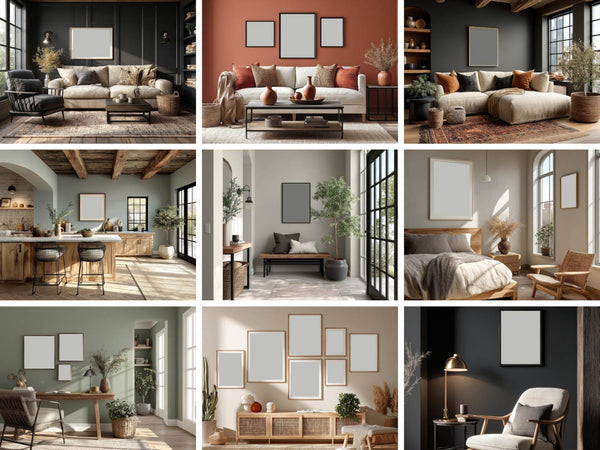 43 Contemporary Wall Art Mockups – PSD Frames & Interior Bundle