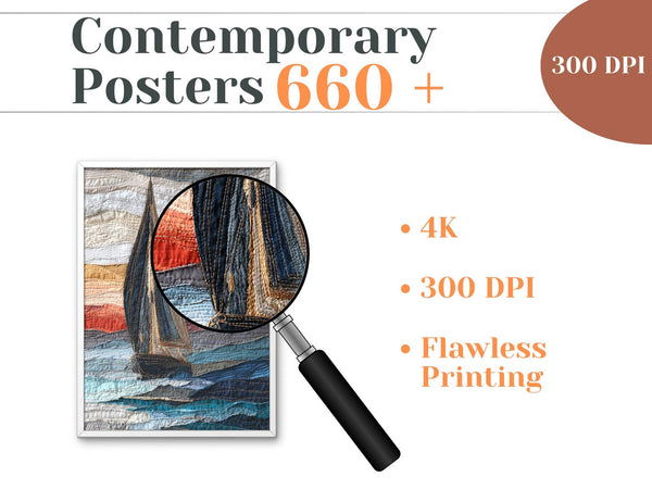 Contemporary Poster Collection – 660+ Printable Wall Art Bundle | Modern Abstracts, Botanicals, Line Art & Textured Prints | Instant Download