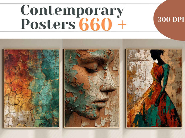 Contemporary Poster Collection – 660+ Printable Wall Art Bundle | Modern Abstracts, Botanicals, Line Art & Textured Prints | Instant Download